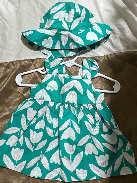 Just One You By Carters Other - Carters Green Floral Toddler Dress & Sun Hat Set